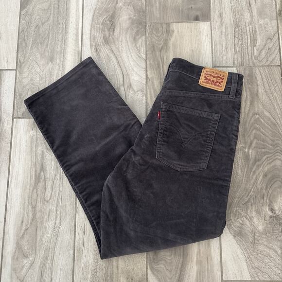 Levi's Ribcage Straight Ankle Gray Corduroy High Rise Jeans Women Size 31/27 - Picture 1 of 10